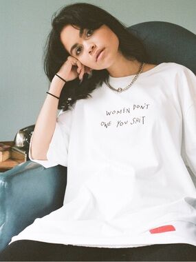 CHNGE White Tee with Black Slogan and Red Patch